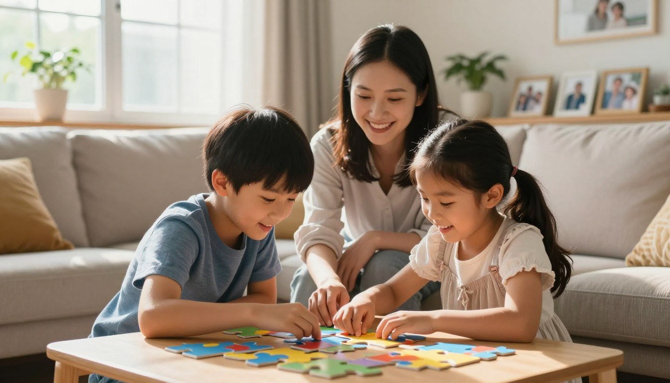 A family building cooperative daily habits
