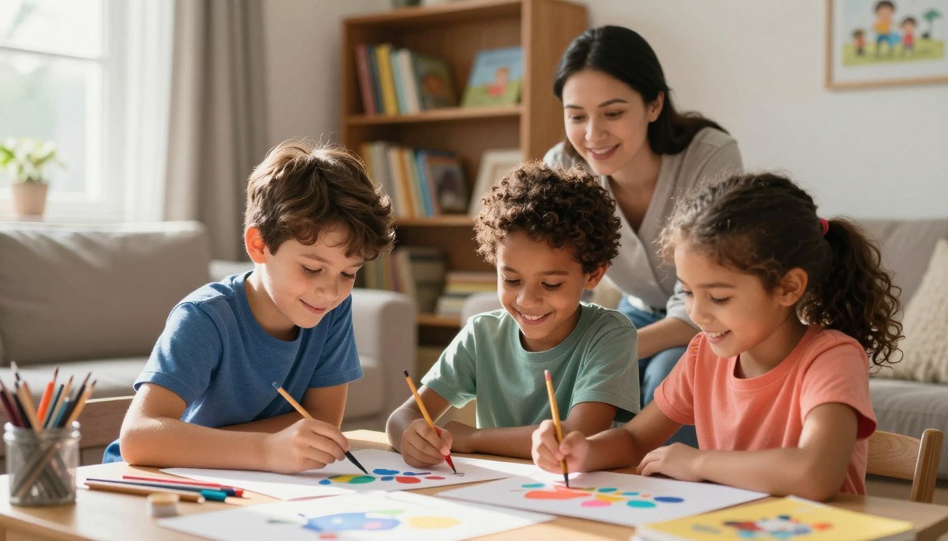 A family holding a shared meeting about fairness