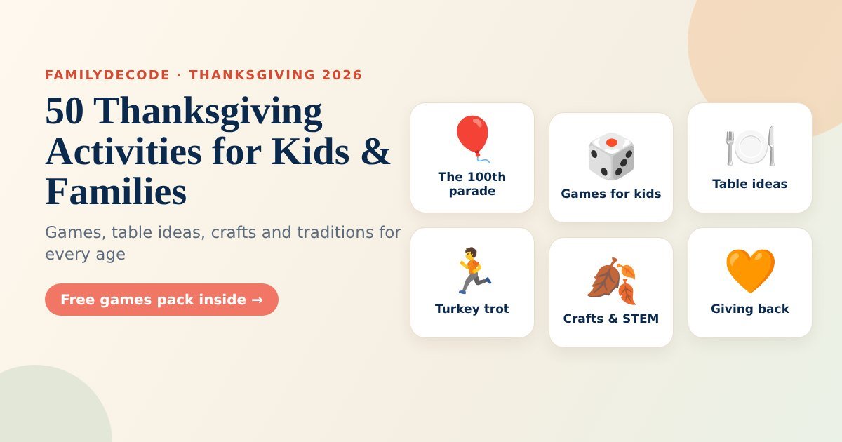 Thanksgiving activities for kids and families: the parade, a turkey trot, Thanksgiving bingo, table games, crafts and gratitude