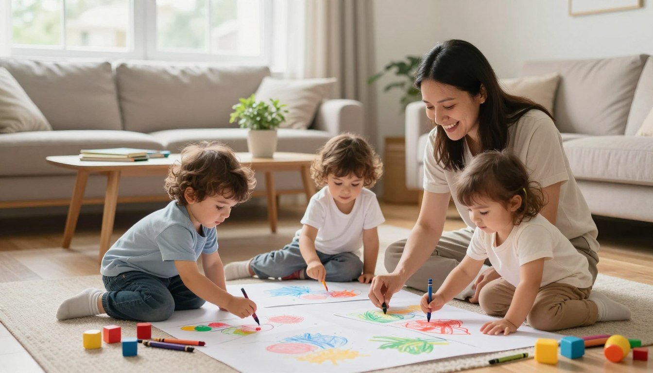 Parent using positive parenting to calm a screaming toddler