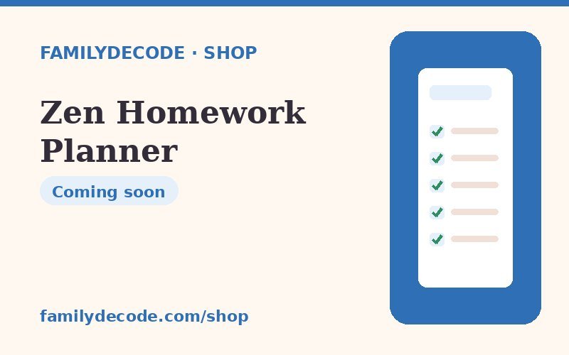 Zen Homework Planner — FamilyDecode printable