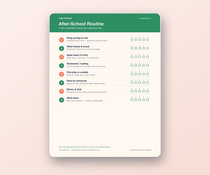After-School Routine Chart preview
