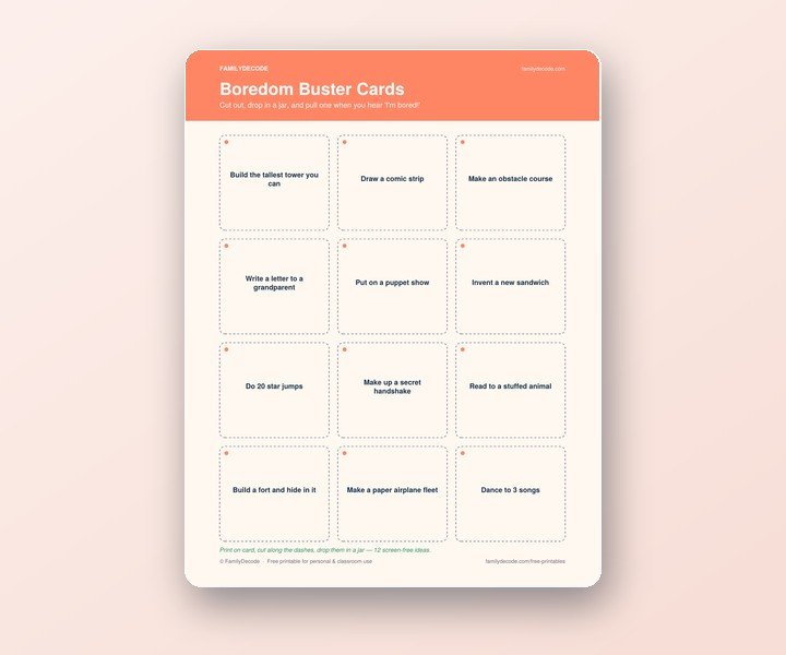 Boredom Buster Cards preview