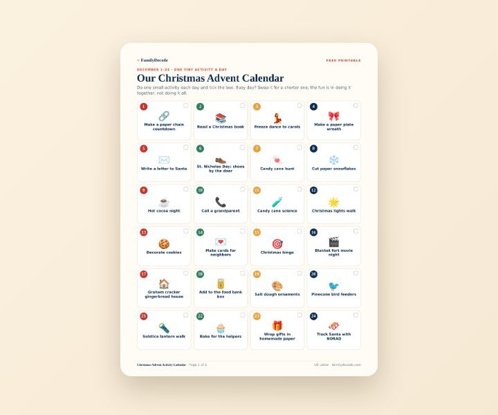 Christmas Advent Activity Calendar preview