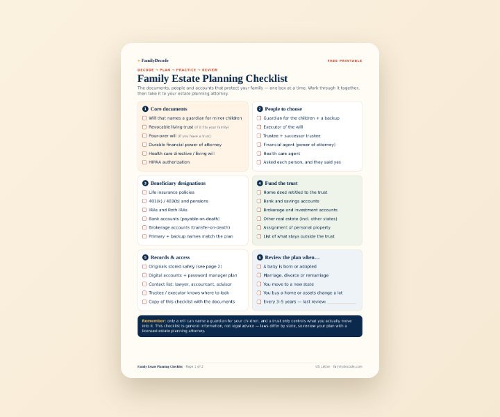 Family Estate Planning Checklist preview