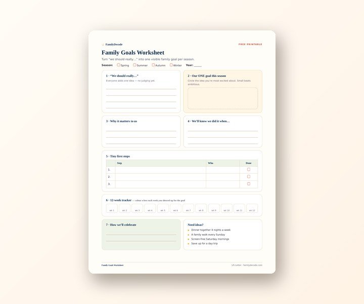 Family Goals Worksheet preview