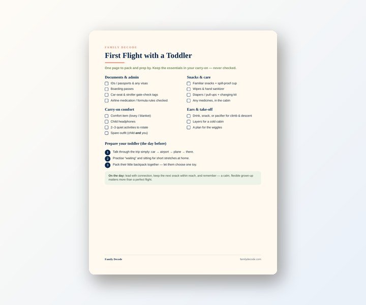 First Flight with a Toddler Checklist preview