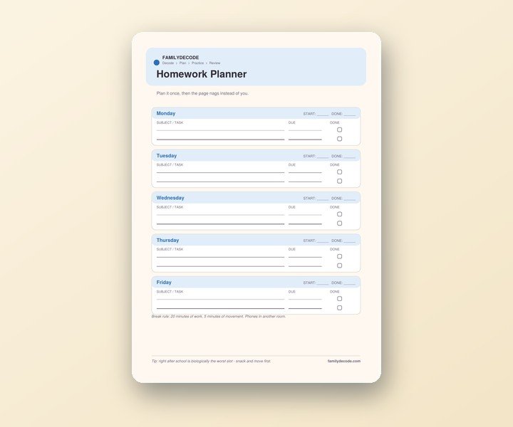 Homework Planner preview