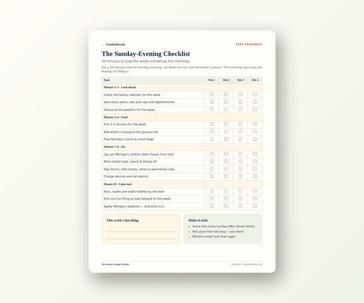 The Sunday-Evening Checklist preview