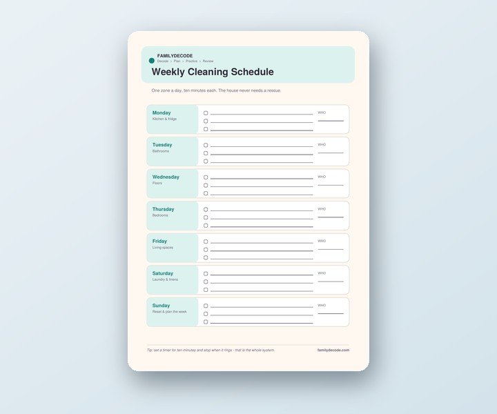 Weekly Cleaning Schedule preview