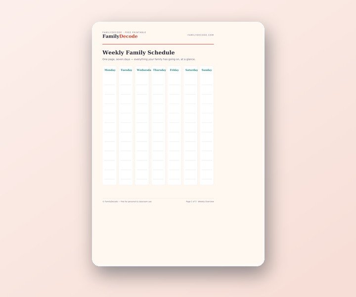 Weekly Family Schedule preview