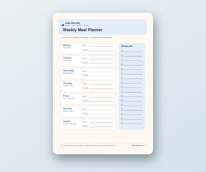 Weekly Meal Planner printable preview